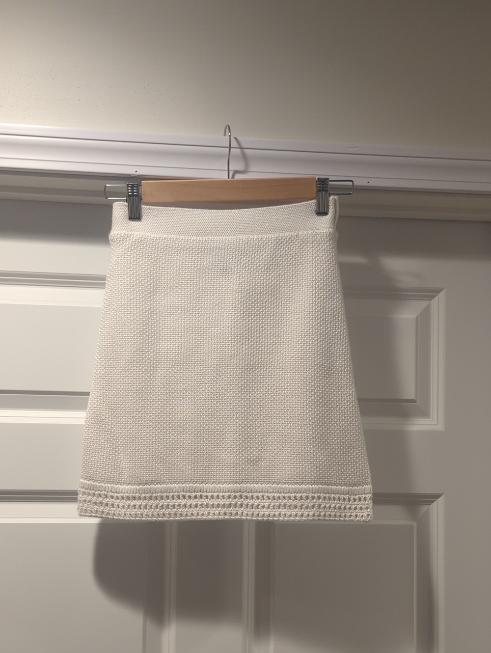 Aqua White Textured Knit Skirt
